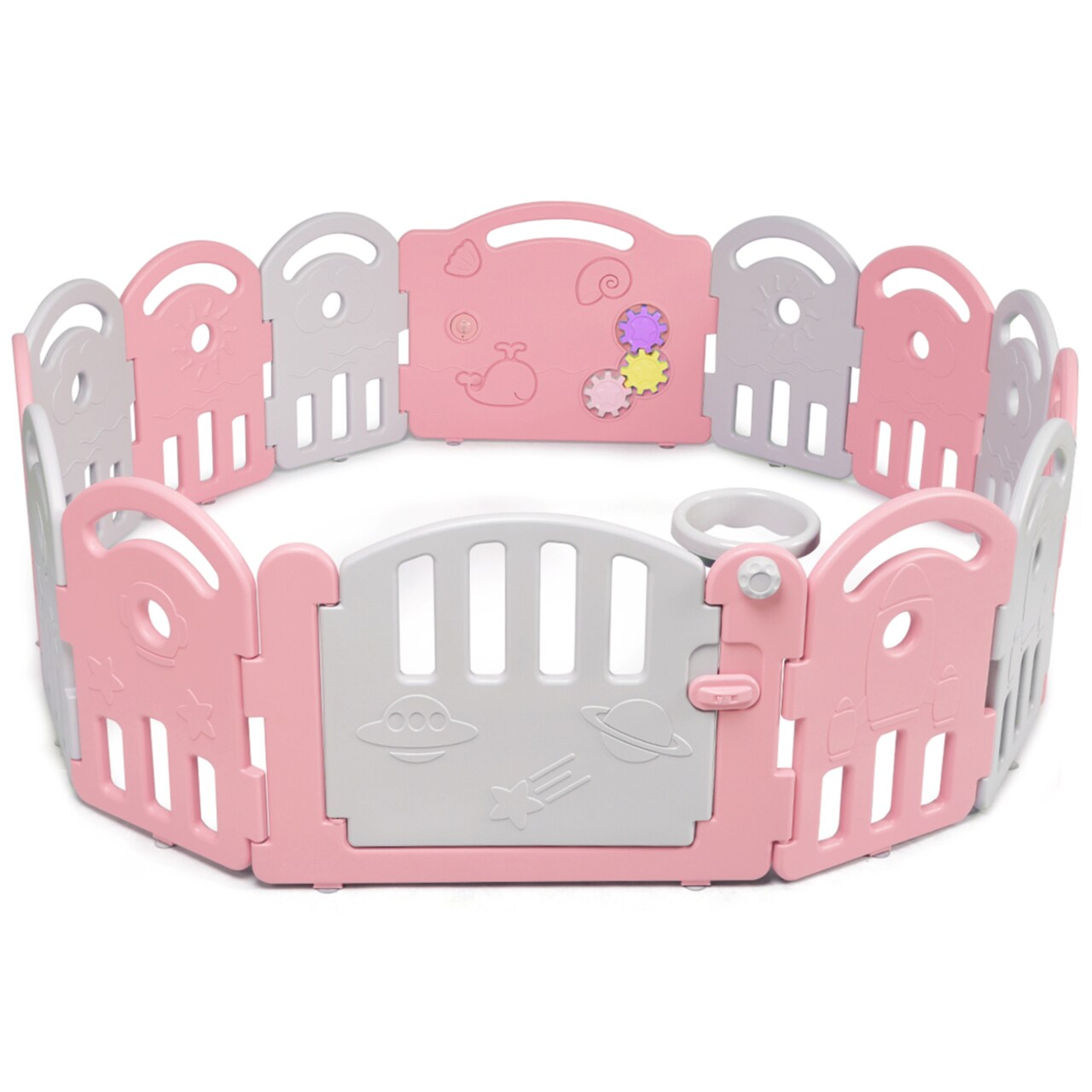 Gymax 14-Panel Kids Safe Playpen Baby Activity Center Playard Home